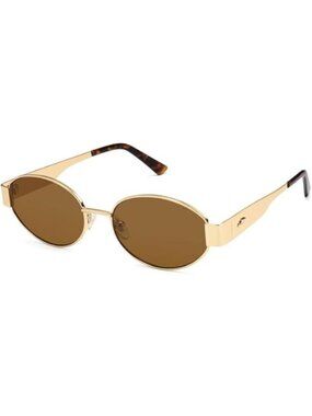 SOJOS Women's Retro Oval Sunglasses Shades UV400 Protection SJ1256 Gold Brown